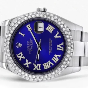 Rolex Datejust II Watch | 41 MM | Royal Blue Roman Numeral Dial | Two Row | Oyster Band