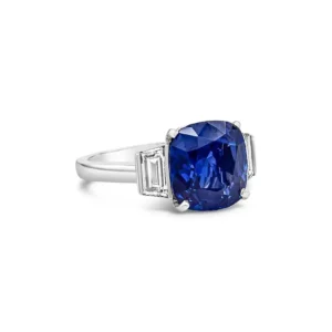 4.99 Carat No-Heat Blue Sapphire Three-Stone Engagement Cartier AGL Certified