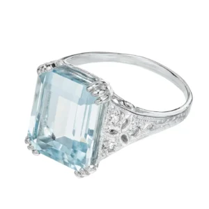 6.25 Carat Aqua Diamond Platinum Cocktail Ring