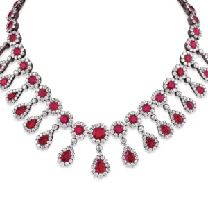 Antique Burma Ruby and Diamond Necklace