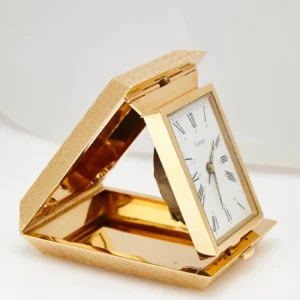 Cartier Gold Travel Clock For Sale