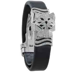 Cartier White Gold Diamond Onyx Panthere Secrete de Cartier Quartz Wristwatch