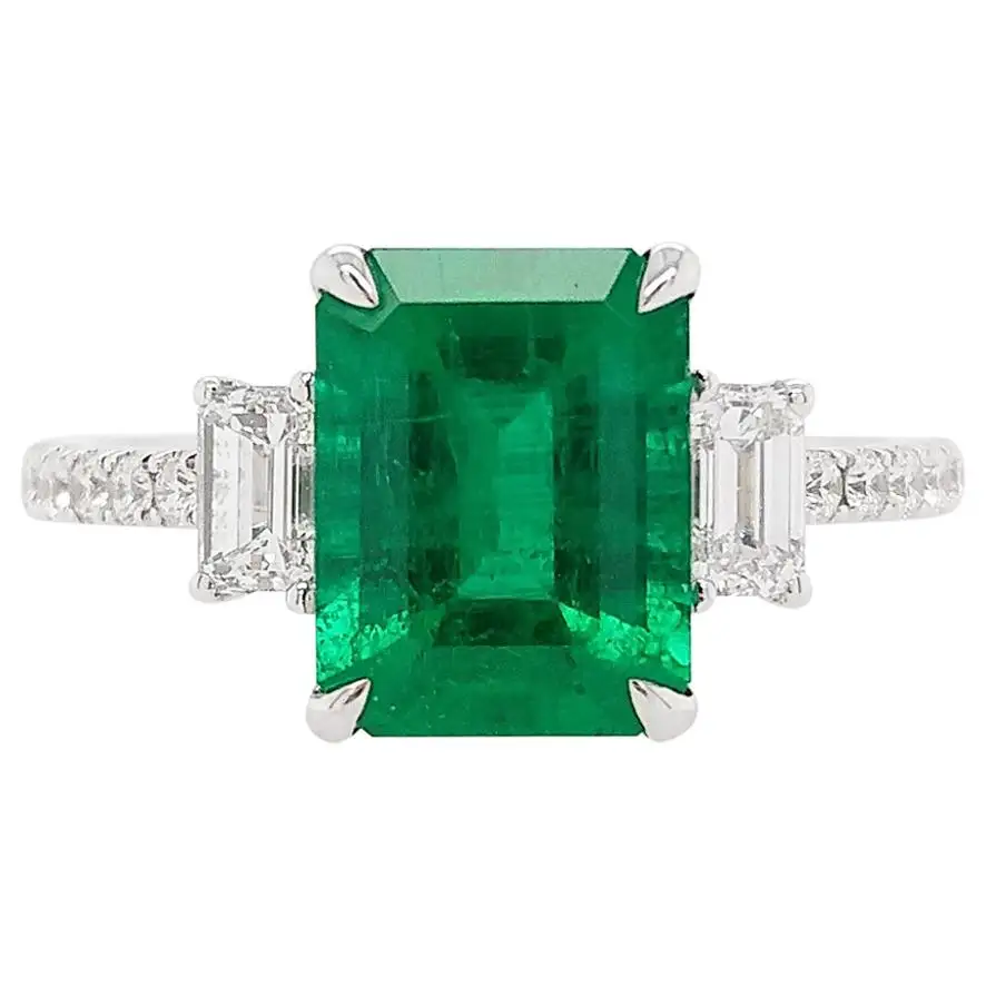 Certified-Colombian-Emerald-White-Diamond-18K-Three-Stone-Engagement-Ring-1.webp