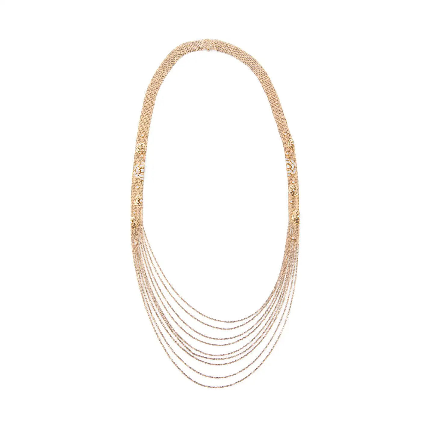 Chanel-Gold-and-Diamond-Camellia-Multi-Strand-Flapper-Necklace-3.webp