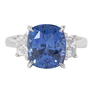 Cushion Cut Blue Sapphire Diamond Gold Ring GIA Certified 8.04 Carat