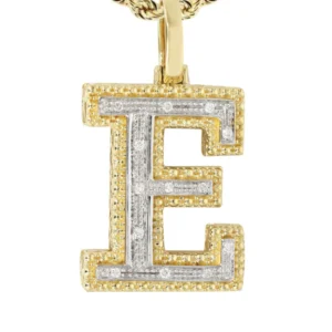 Diamond 10K Yellow Gold Letter “E” Necklace | Appx. 13.9 Grams