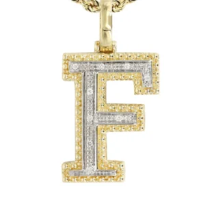 Diamond 10K Yellow Gold Letter “F” Necklace | Appx. 13.6 Grams