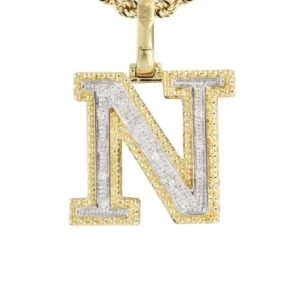 Diamond 10K Yellow Gold Letter “N” Necklace | Appx. 15.4 Grams