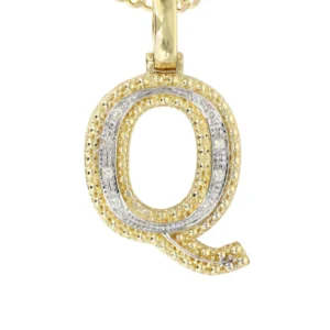 Diamond 10K Yellow Gold Letter “Q” Necklace | Appx. 13.5 Grams