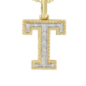 Diamond 10K Yellow Gold Letter “T” Necklace | Appx. 13.5 Grams