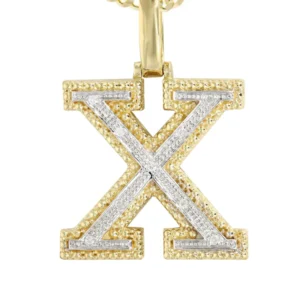 Diamond 10K Yellow Gold Letter “X” Necklace | Appx. 15.3 Grams