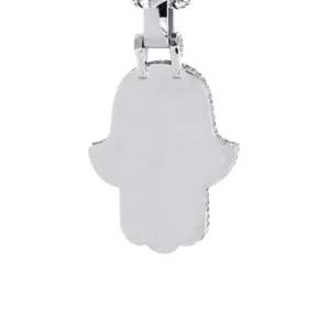 Diamond 14K White Gold Hamsa Diamond Necklace | 8.47 Carats