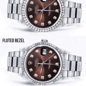 Diamond Mens Rolex Datejust Watch 16200| 36MM | Chocolate Diamond Dial | Oyster Band