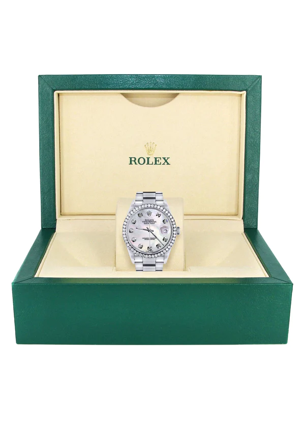 Diamond-Mens-Rolex-Datejust-Watch-16200-36Mm-White-Mother-Of-Pearl-Dial-Oyster-Band-7.webp