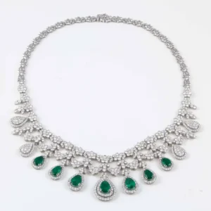 Emerald and Diamond Drop Necklace