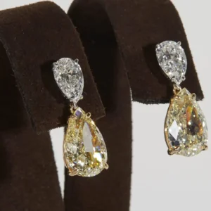 GIA Yellow and White Diamond Earrings