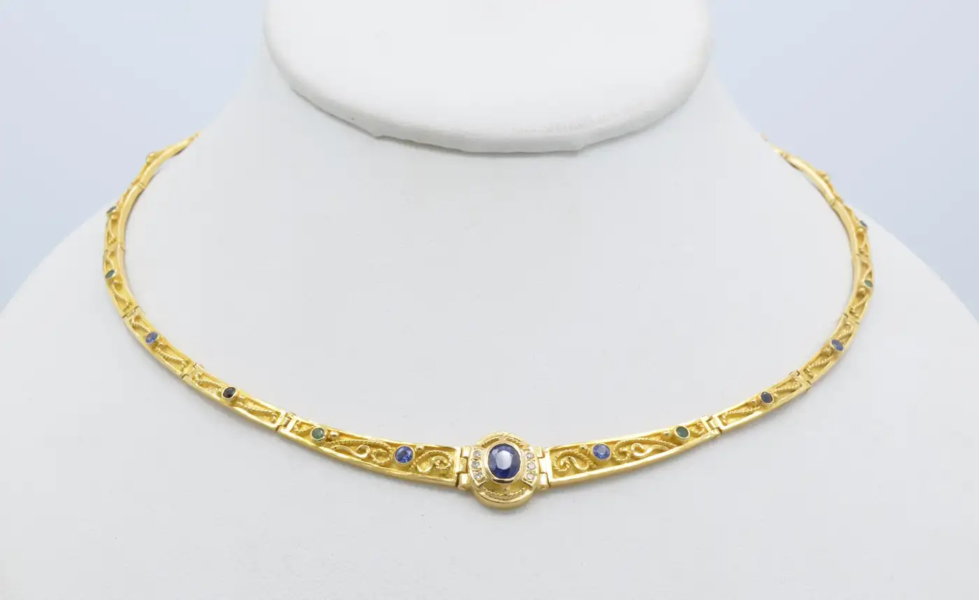 Gold-Greek-Collar-18K-and-Sapphires-Necklace-Articulate-Links-6.webp