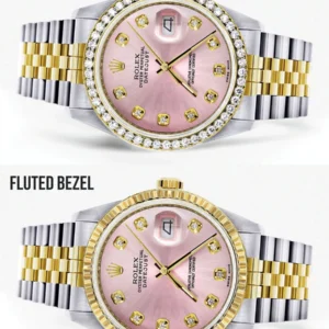 Gold Rolex Datejust Watch 16233 for Men | 36Mm | Pink Dial | Jubilee Band