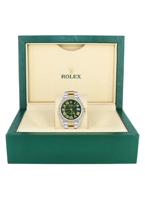 Gold-Steel-Rolex-Datejust-Watch-16233-for-Men-36Mm-Green-Roman-Dial-Oyster-Band-7.webp