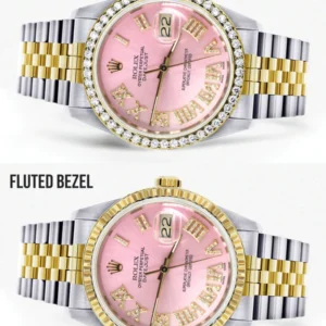 Gold & Steel Rolex Datejust Watch 16233 for Men | 36Mm | Pink Roman Dial | Jubilee Band