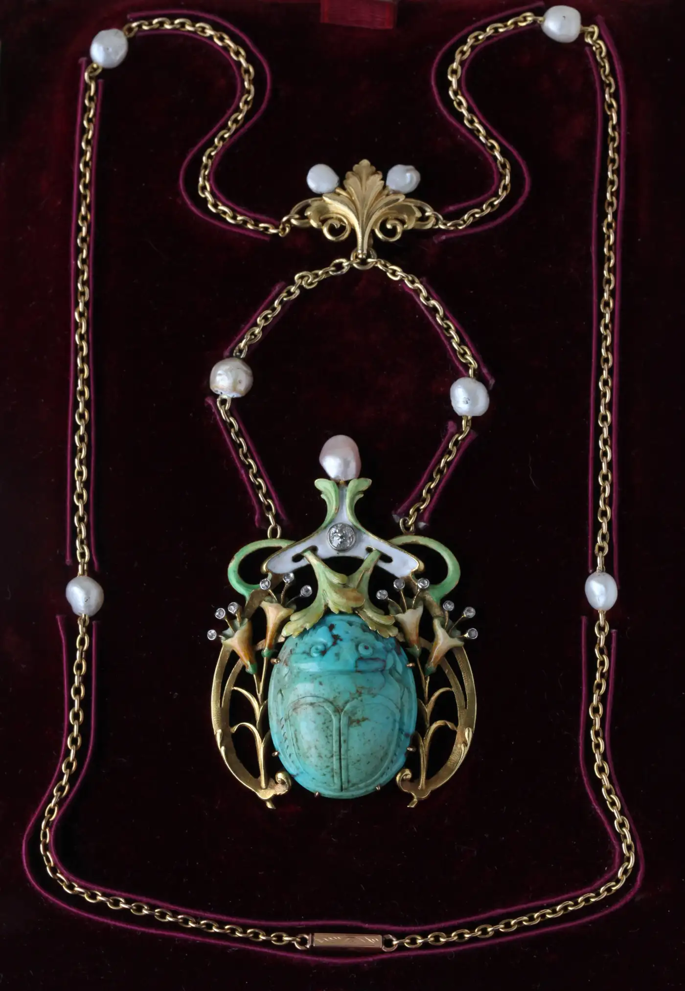 Guillemin-Freres-Fin-de-Siecle-Enamel-Turquoise-Pearl-Diamond-Gold-Necklace-6.webp