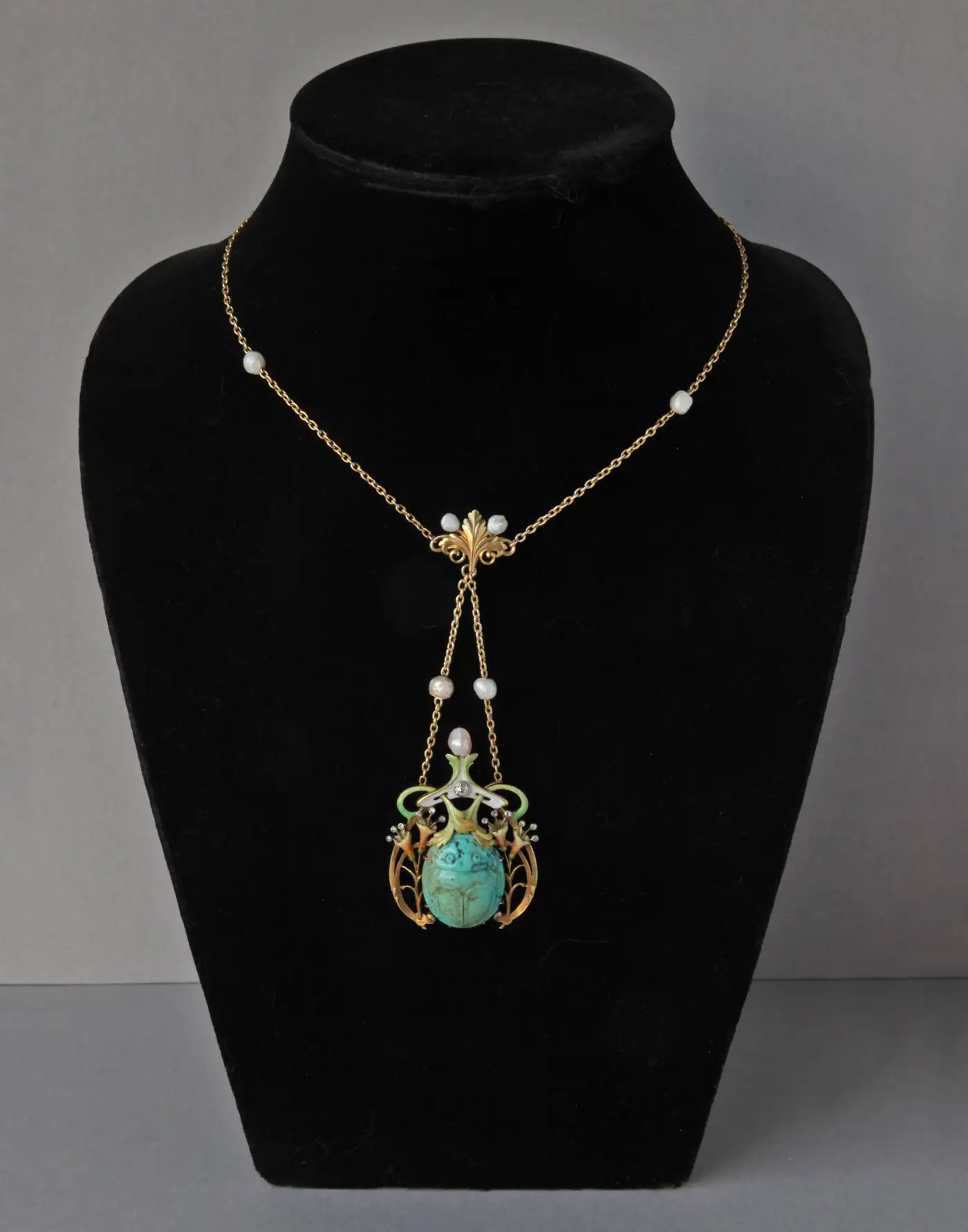 Guillemin-Freres-Fin-de-Siecle-Enamel-Turquoise-Pearl-Diamond-Gold-Necklace-8.webp