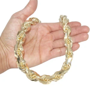 Heavy Solid Gold Rope Link Chain Customizable