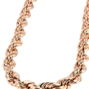 14K Rose Gold Hollow Mens Rope Chain