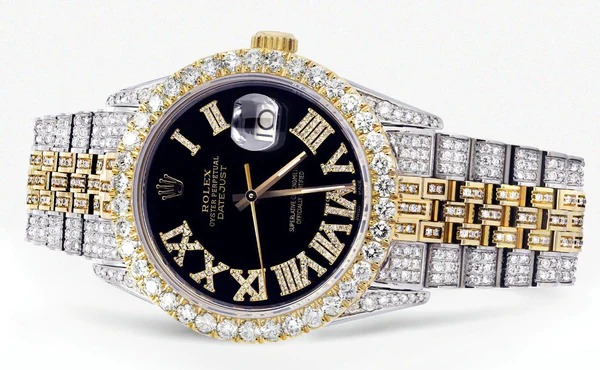 Iced-Out-Rolex-Datejust-36-MM-Two-Tone-10-Carats-of-Diamonds-Black-Roman-Diamond-Dial-2.webp