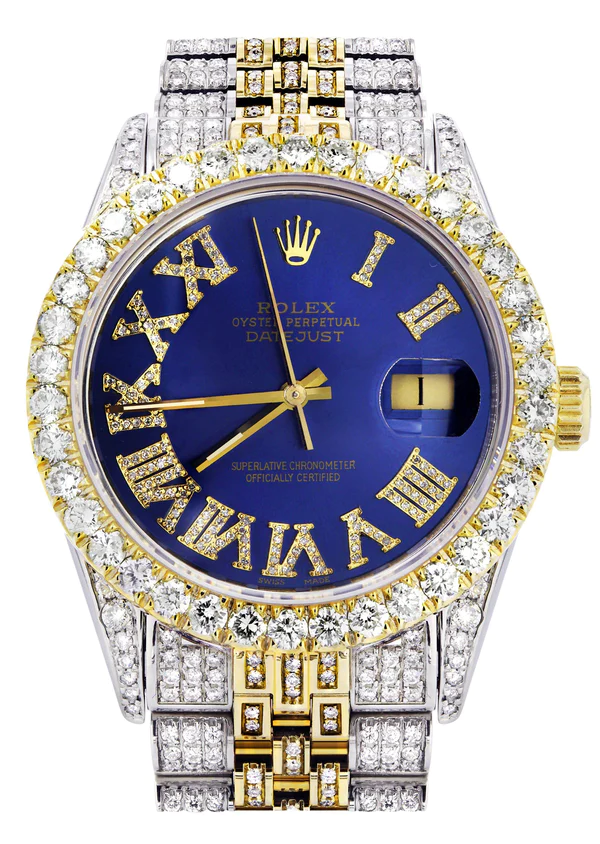 Iced-Out-Rolex-Datejust-36-MM-Two-Tone-10-Carats-of-Diamonds-Blue-Roman-Diamond-Dial-1.webp