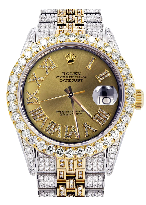 Iced-Out-Rolex-Datejust-36-MM-Two-Tone-10-Carats-of-Diamonds-Gold-Roman-Diamond-Dial-1.webp