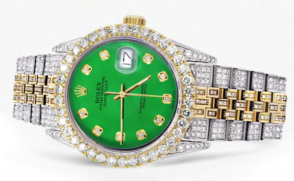 Iced-Out-Rolex-Datejust-36-MM-Two-Tone-10-Carats-of-Diamonds-Green-Diamond-Dial-2.webp