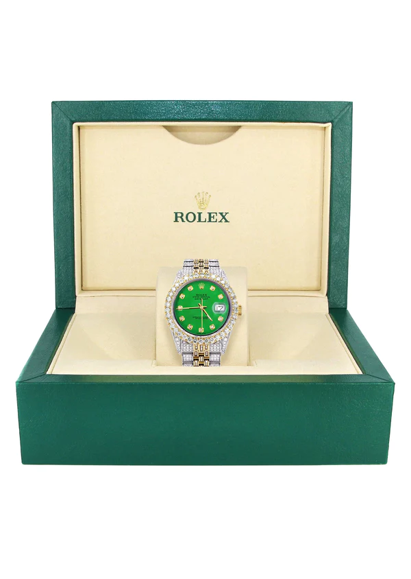 Iced-Out-Rolex-Datejust-36-MM-Two-Tone-10-Carats-of-Diamonds-Green-Diamond-Dial-7.webp