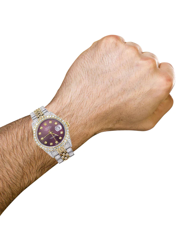 Iced-Out-Rolex-Datejust-36-MM-Two-Tone-10-Carats-of-Diamonds-Purple-Diamond-Dial-3.webp