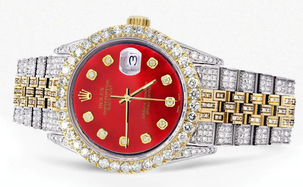 Iced-Out-Rolex-Datejust-36-MM-Two-Tone-10-Carats-of-Diamonds-Red-Diamond-Dial-2.webp