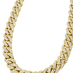 Iced Out Diamond Miami Cuban Link Chain 14K Gold (5MM-8MM)