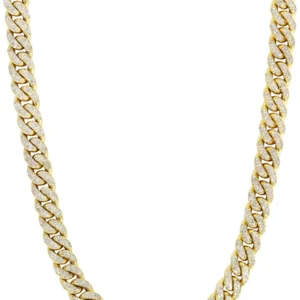 Iced Out Diamond Miami Cuban Link Chain 14K Gold (5MM-8MM)