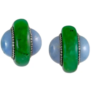 JAR Chrysophrase Chalcedony Earclips