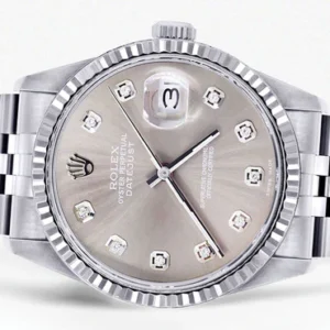 Mens Rolex Datejust Watch 16200 | Fluted Bezel | 36Mm | Grey Dial | Jubilee Band