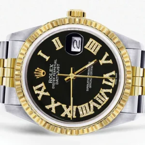 Mens Rolex Datejust Watch | 16233 | 36Mm | Black Roman Numeral | Jubilee Band