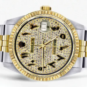 Mens Rolex Datejust Watch | 16233 | 36Mm | Diamond Gold Arabic Numeral | Jubilee Band