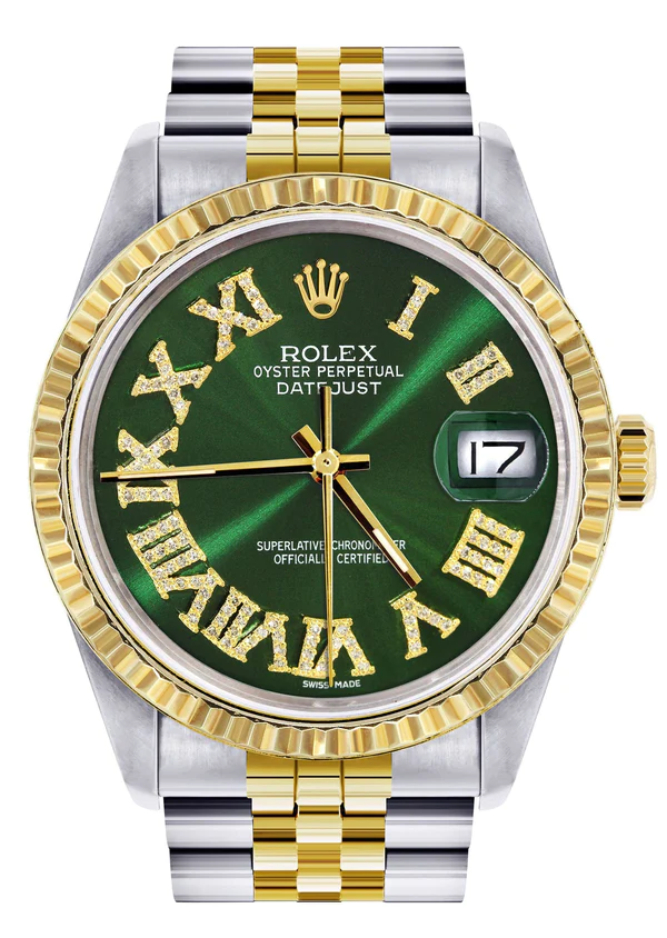 Mens-Rolex-Datejust-Watch-16233-Two-Tone-36Mm-Green-Roman-Dial-Jubilee-Band-1.webp