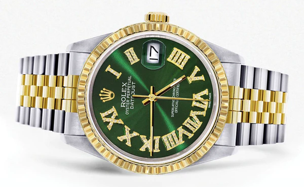 Mens-Rolex-Datejust-Watch-16233-Two-Tone-36Mm-Green-Roman-Dial-Jubilee-Band-2.webp