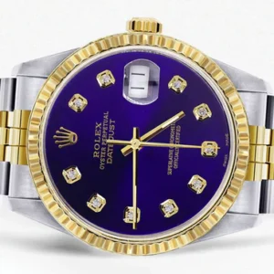 Mens Rolex Datejust Watch 16233 Two Tone | 36Mm | Violet Dial | Jubilee Band