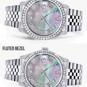 Womens Rolex Datejust Watch 16200 | 36Mm | Dark Mother Of Pearl Dial | Roman Numeral | Jubilee Band