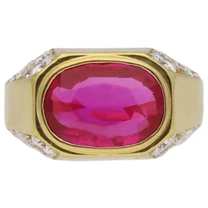 Natural Unenhanced Burmese Ruby Diamond Ring by Bulgari, circa 1970s