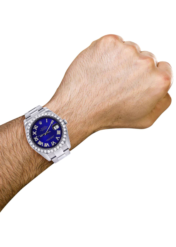 Rolex-Datejust-II-Watch-41-MM-Custom-Blue-Roman-Dial-Oyster-Band-3.webp