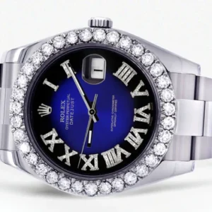 Rolex Datejust II Watch | 41 MM | Custom Blue/Black Roman Dial | Oyster Band