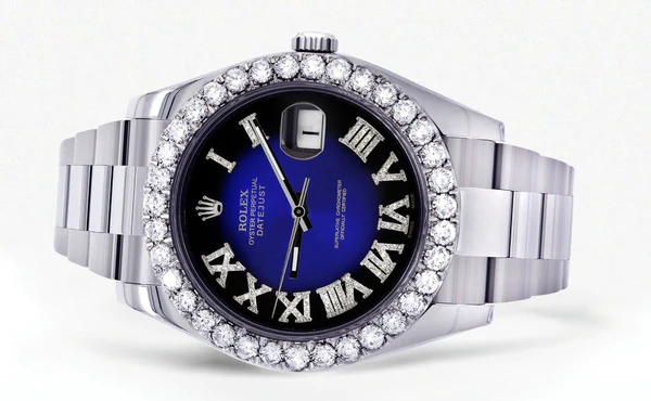 Rolex-Datejust-II-Watch-41-MM-Custom-BlueBlack-Roman-Dial-Oyster-Band-2.webp
