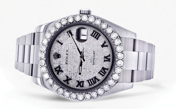 Rolex-Datejust-II-Watch-41-MM-Custom-Diamond-Pave-Roman-Dial-Oyster-Band-2.webp